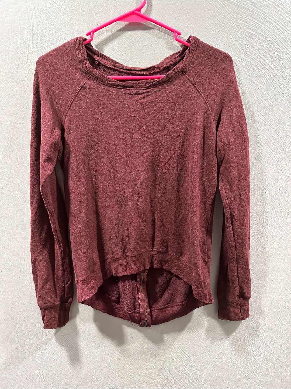 H by bordeaux Heathered Maroon Long-Sleeve Pullover